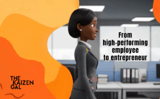 A woman transforming as she transitions from being a high-performing employee to entrepreneurship